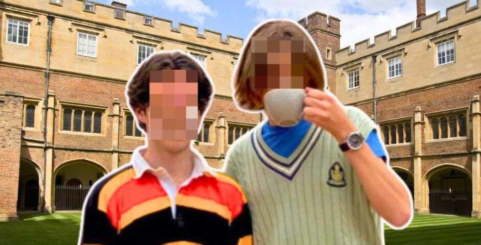 eton college and then some posh looking people maybe one is a tutor one is defo a child
