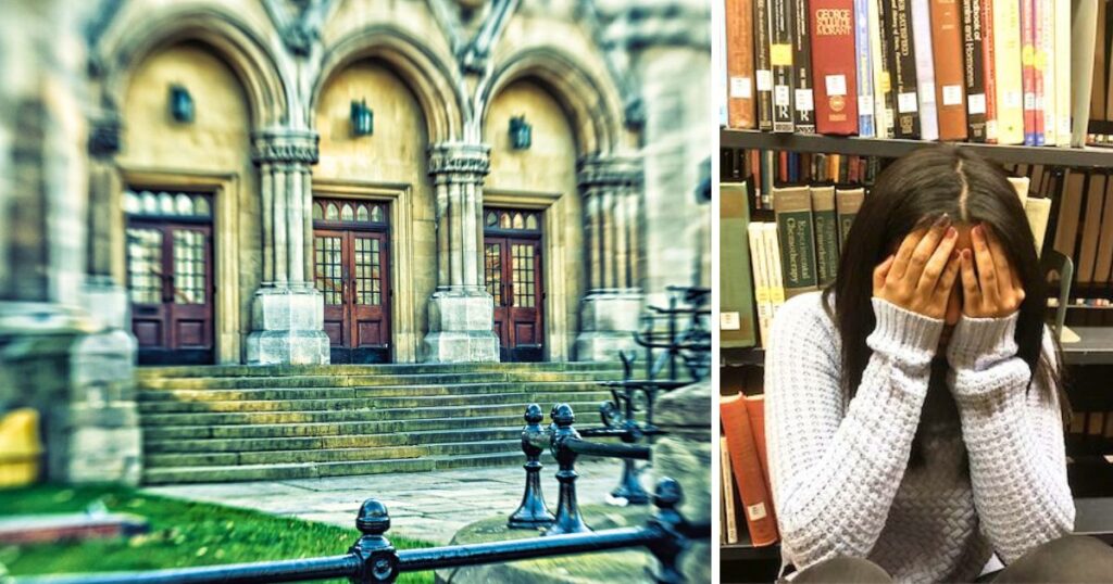 university of nottingham a russell group uni and a uk uni student looking stressed and anxious