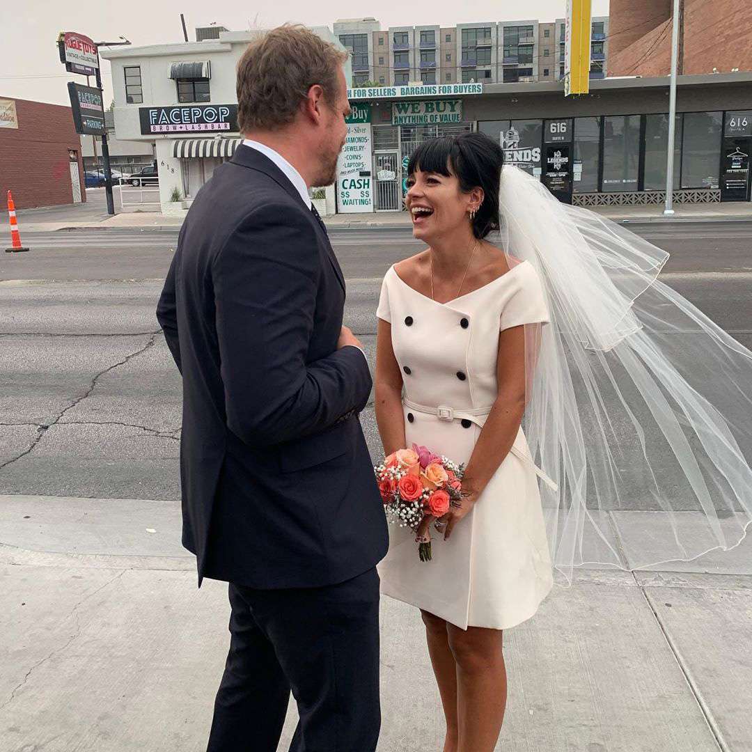 Lily Allen and David Harbour on their wedding day
