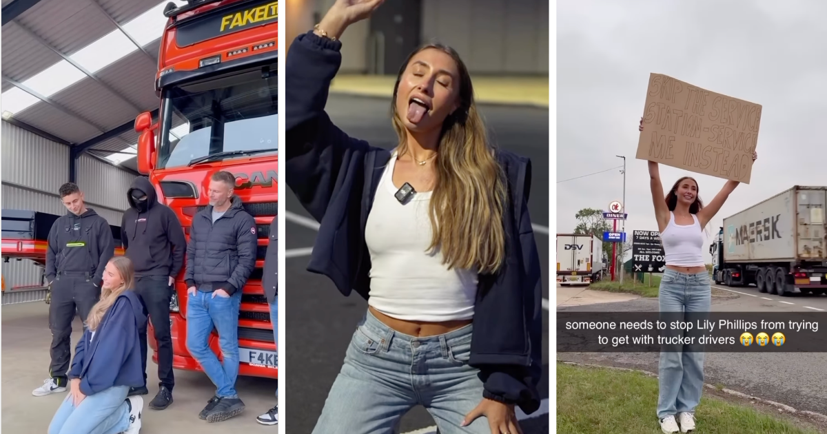 All the videos from Lily Phillips’ truck driver stunt