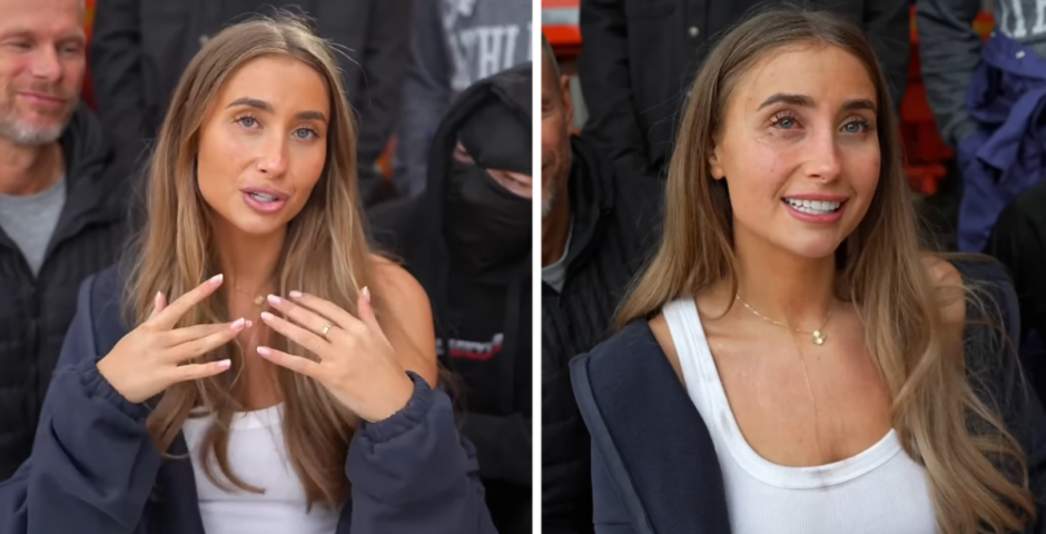 Lily Phillips shares a before and after video from stunt