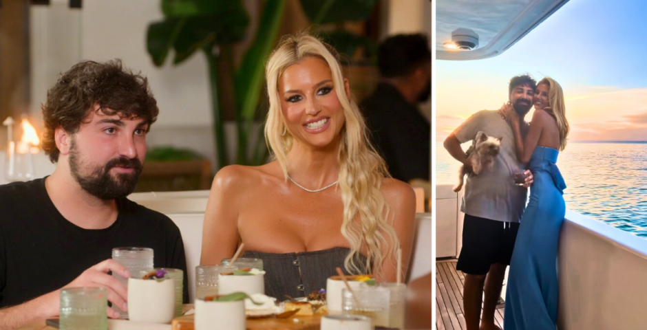 selling sunset agent emma hernan and rich boyfriend blake davis on selling sunset and then on the yacht