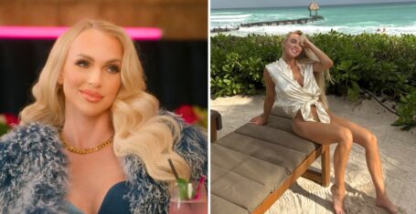 christine quinn the selling sunset agent on selling sunset and then now, on a beach