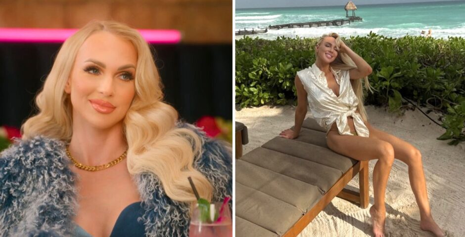 christine quinn the selling sunset agent on selling sunset and then now, on a beach