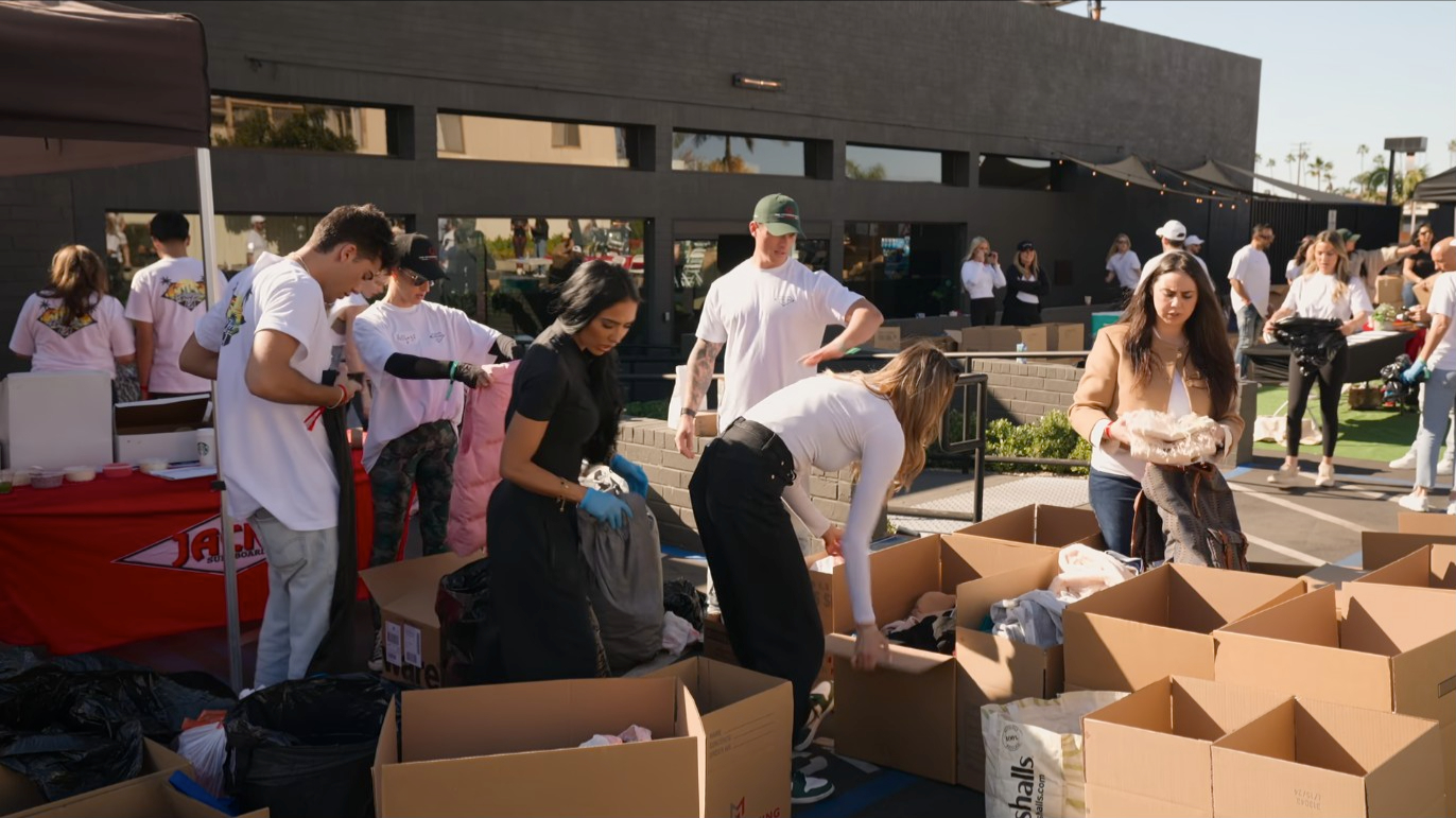 Bre at the donation drive in episode five selling sunset