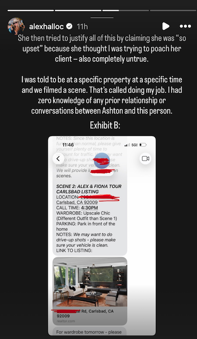 alex hall insta story