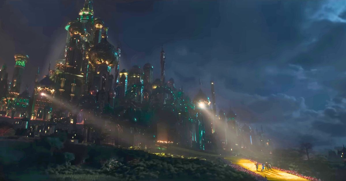 Dorothy and co from an extreme distance in Wicked: For Good