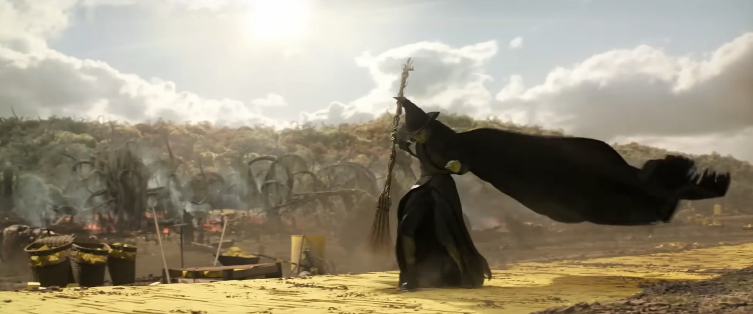 elphaba with broom in wicked for good