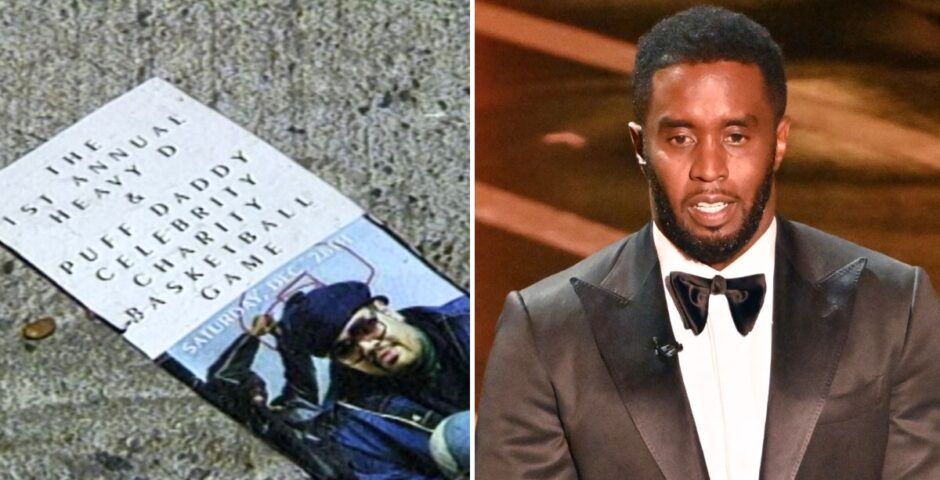 sean combs p diddy and then a flyer for the basketball event