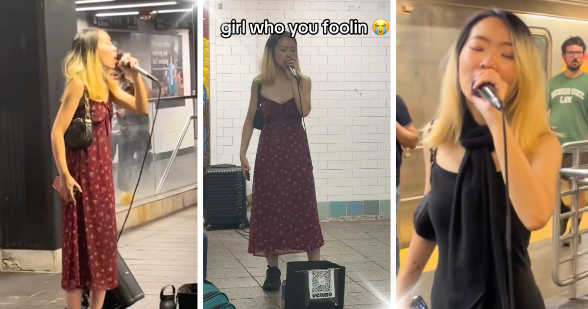 14 videos of New York subway’s resident lip sync queen, who fully pretends to have Adele’s voice