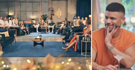 mafs uk 2025 cast and then keye looking contemplative with a cocktail