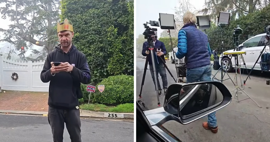 Influencers filming outside Rob Reiner home