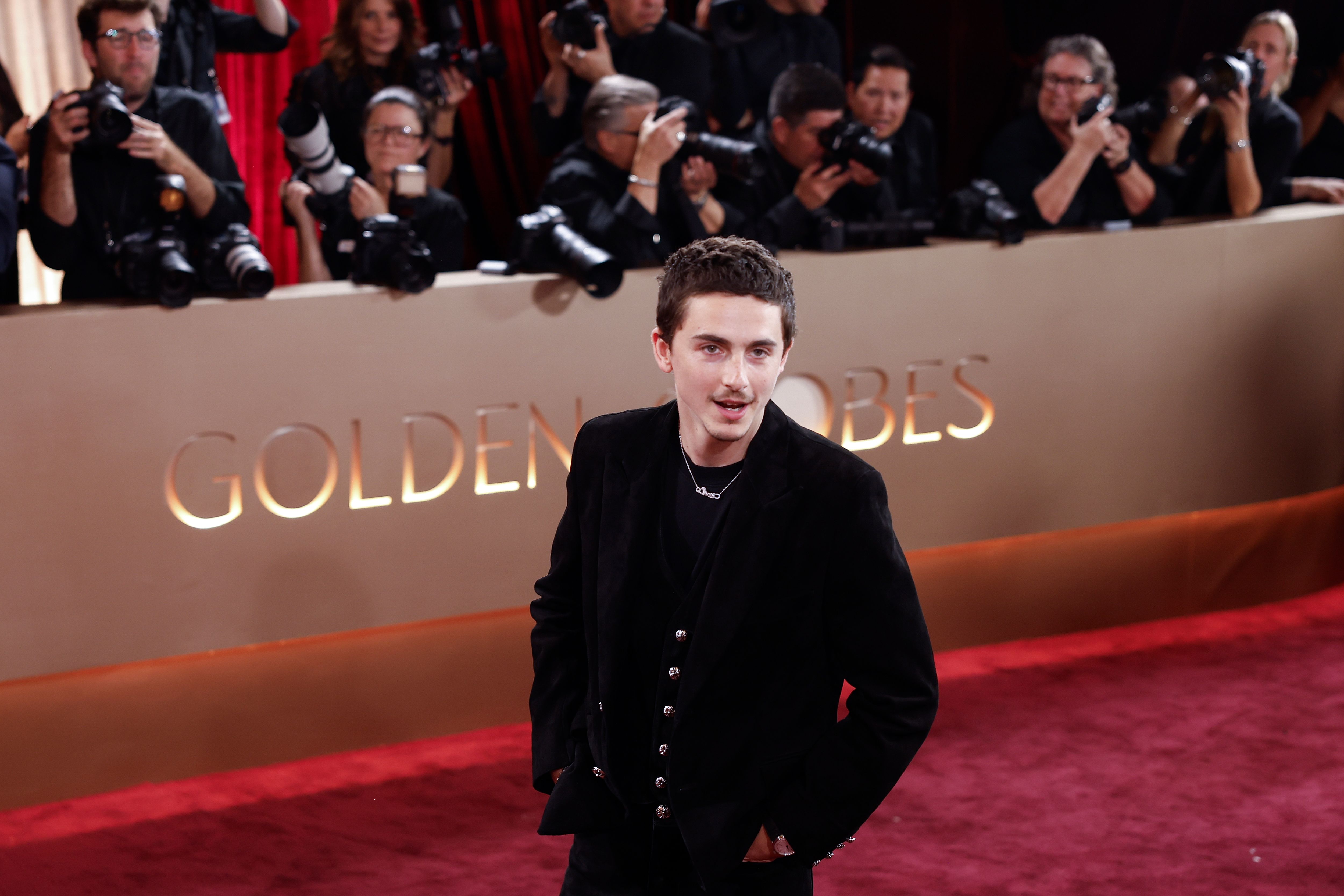 Timothée Chalamet at the Golden Globes 2026
