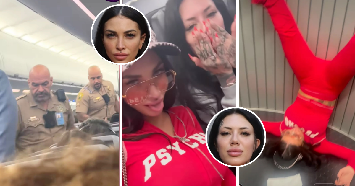 OnlyFans models dragged off plane in viral hilarious videos