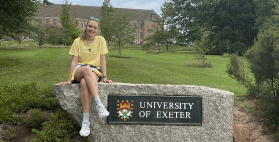 The Uni of Exeter, and it's very Instagrammable sign