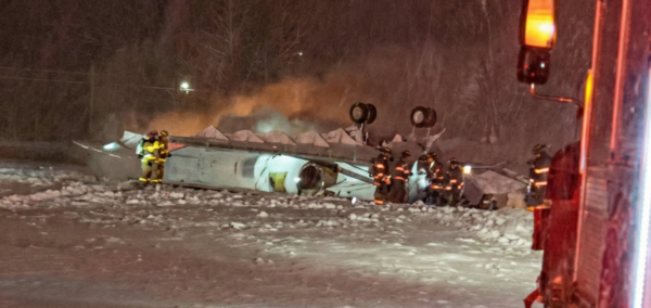 Private jet crashes upside down at Bangor Airport