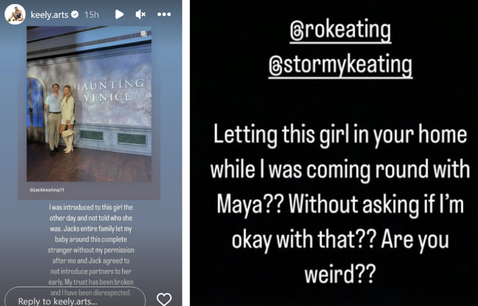 Jack Keating's ex posting on Instagram about their baby
