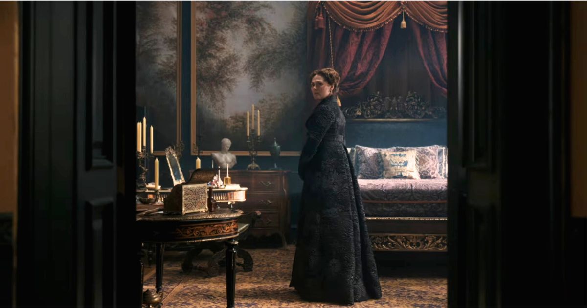 bridgerton violet trailer funeral outfit