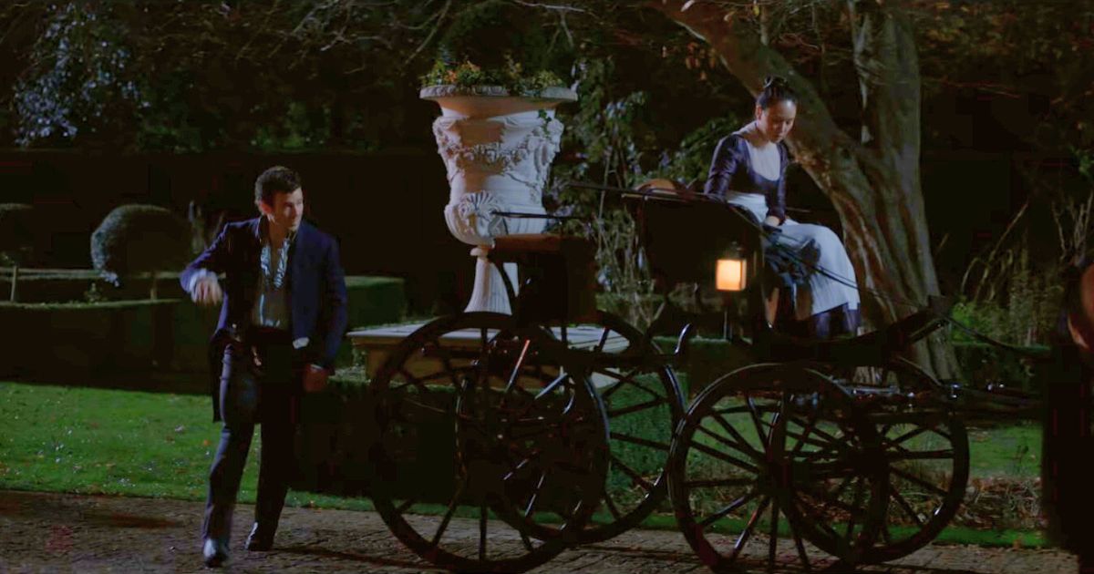 benedict and sophie on carriage with no bags