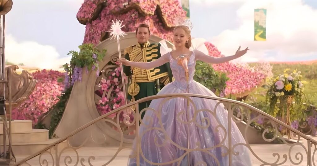 glinda and fiyero aka the scarecrow in wicked for good movie