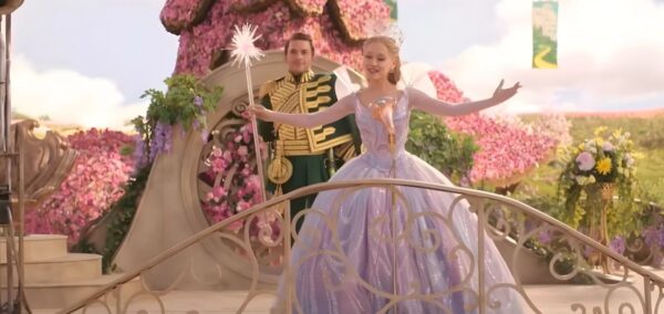 glinda and fiyero aka the scarecrow in wicked for good movie
