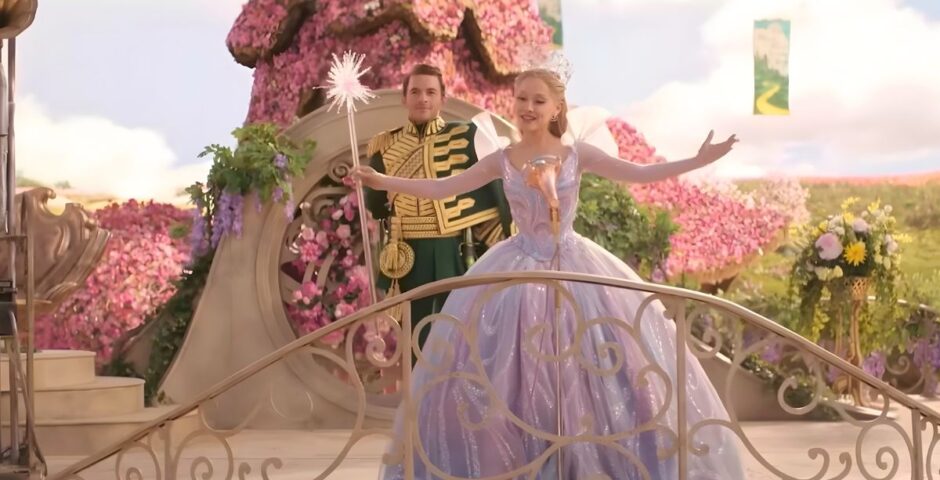 glinda and fiyero aka the scarecrow in wicked for good movie