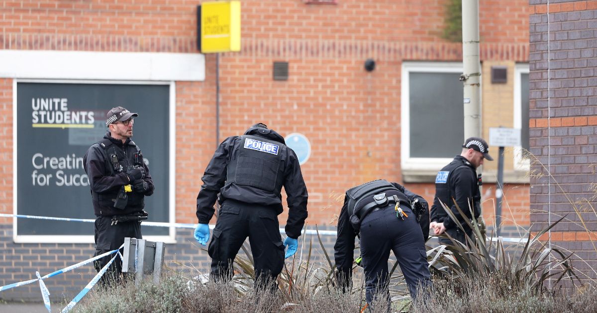 Police searching the area of de montfort university near where the student was stabbed to death