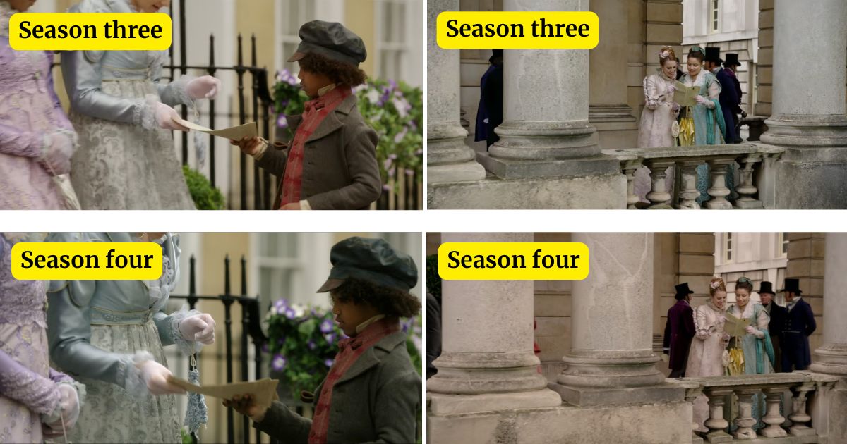bridgerton lady whistledown season three and four repeated footage