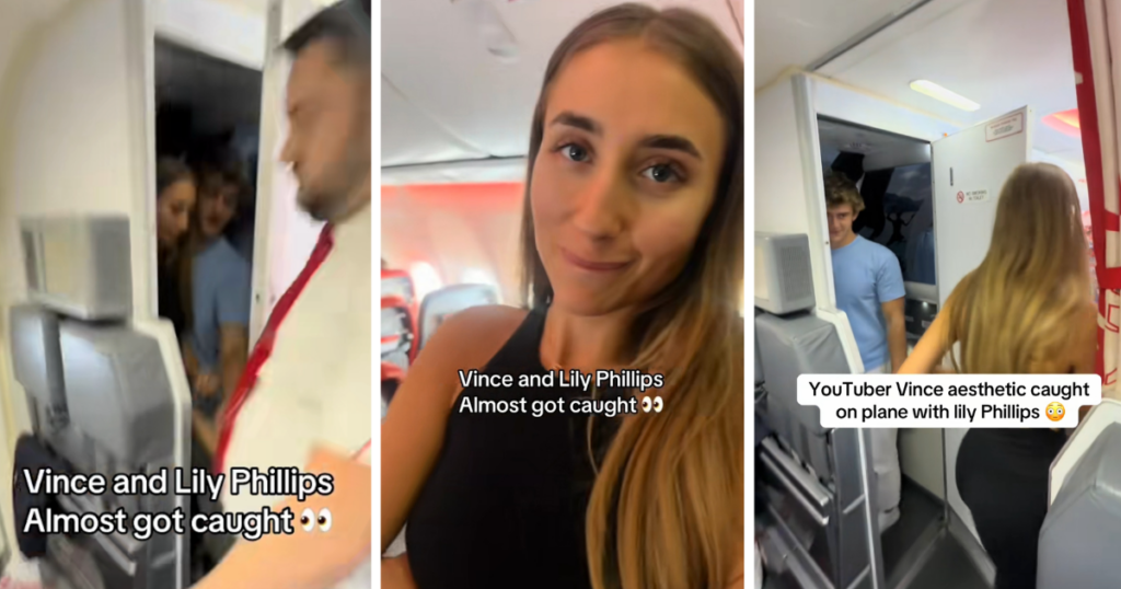 Lily Phillips joins mile high club on plane