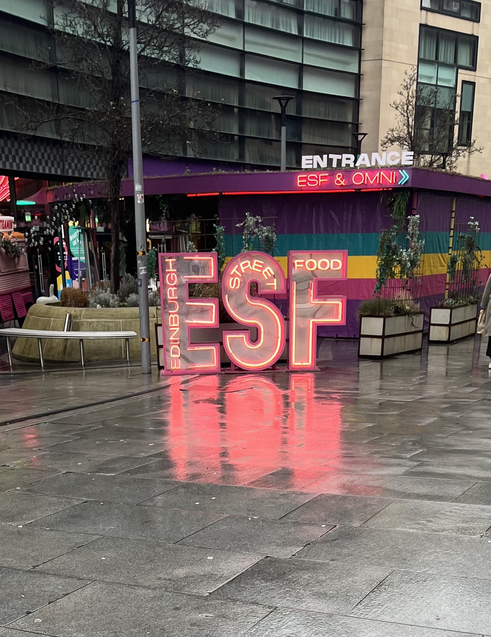 A stall bearing the sign, 'Edinburgh Street Food'