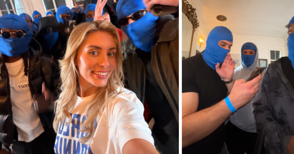 Man takes call from girlfriend at Bonnie Blue event