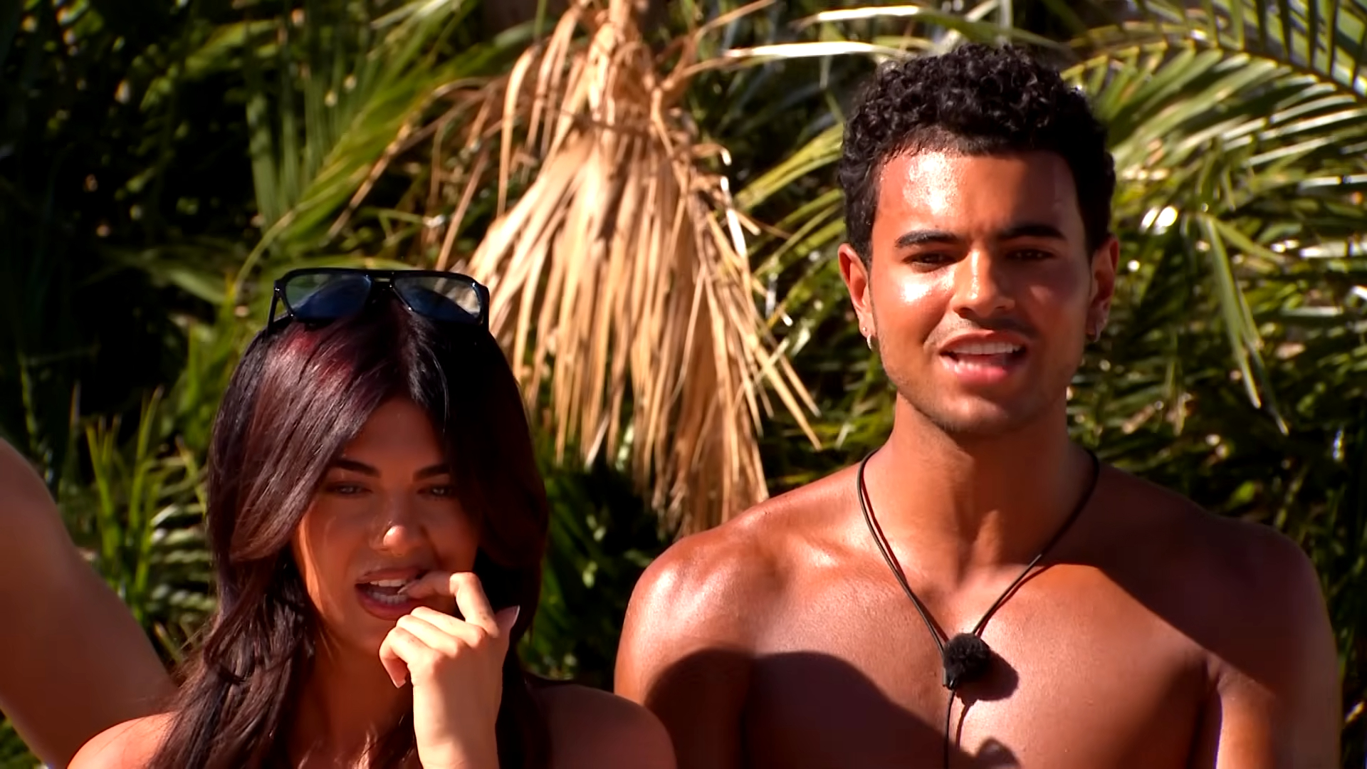 Harrison in the midst of being interrogated about Lauren on Love Island: All Stars(Image via ITV)