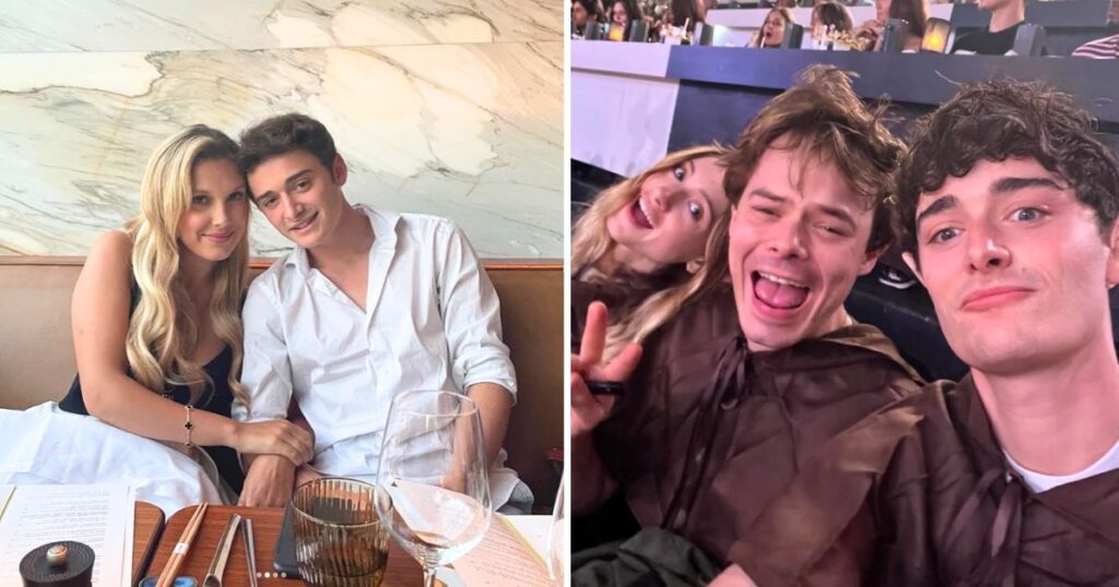 stranger things cast friends noah schnapp millie bobby brown charlie heaton natalia dyer