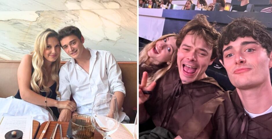 stranger things cast friends noah schnapp millie bobby brown charlie heaton natalia dyer