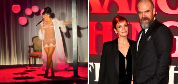 lily allen west end girl tour wearing a dress then david harbour