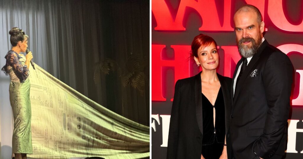 lily allen revenge dress and then her and david harbour