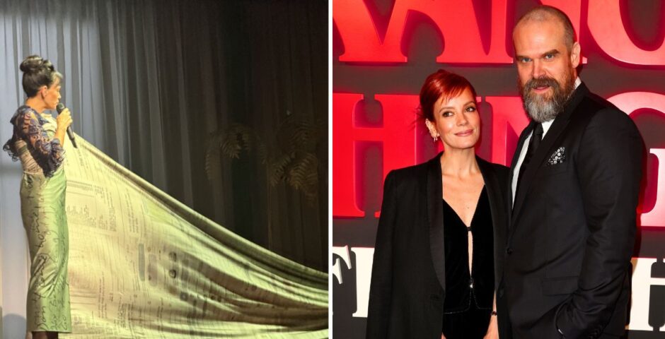 lily allen revenge dress and then her and david harbour