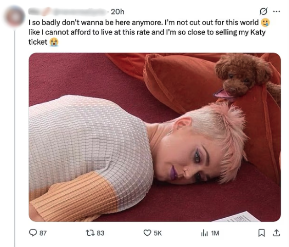 katy perry response to concert ticket prices cost of living crisis etc