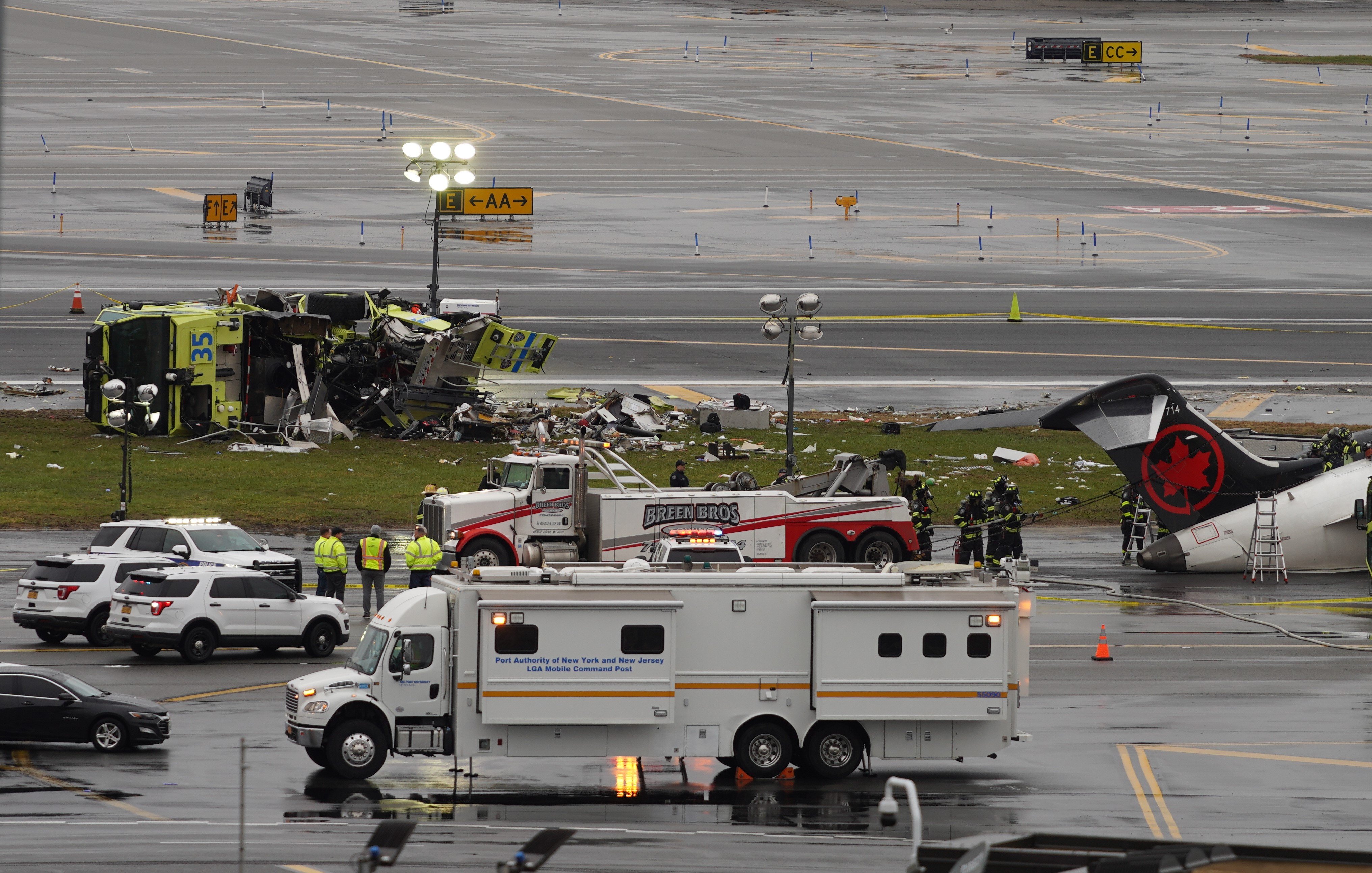 Fire truck crashed into Air Canada plane at LaGuardia Airport